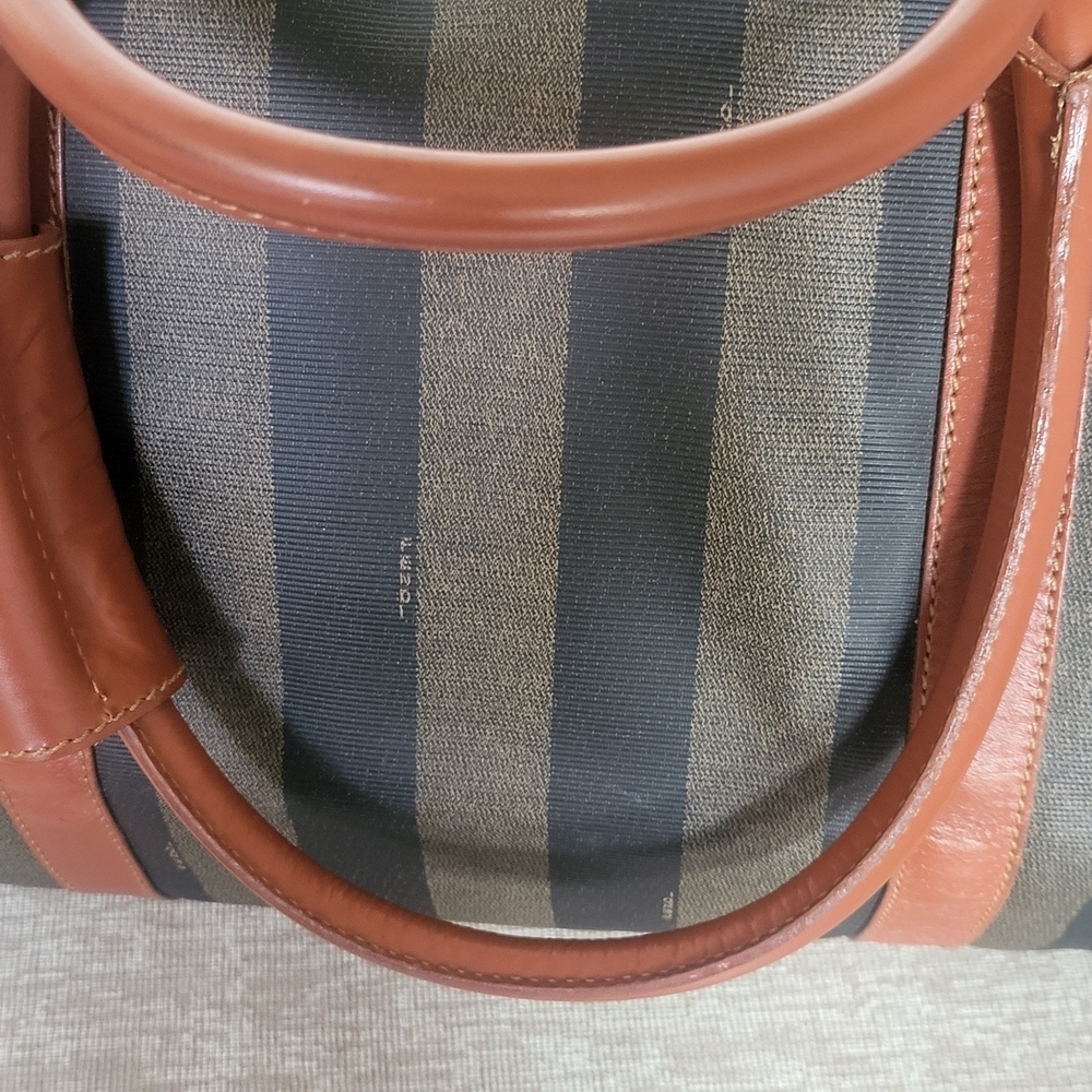 Fendi Pequin Striped Coated Canvas Boston 50 Bag - Picture 8 of 11